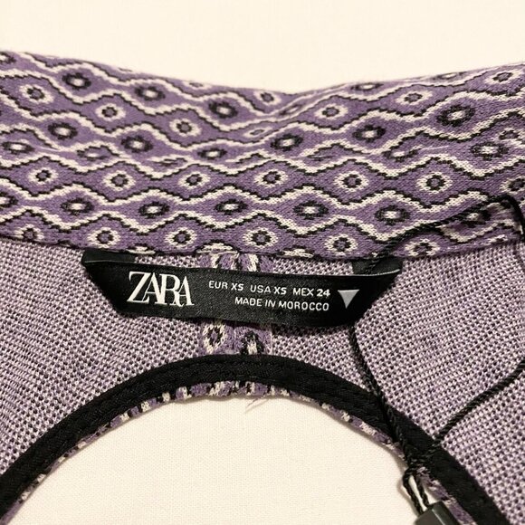 Zara Lilac Geometric Print Open Back Bodysuit Size XS - Picture 3 of 16